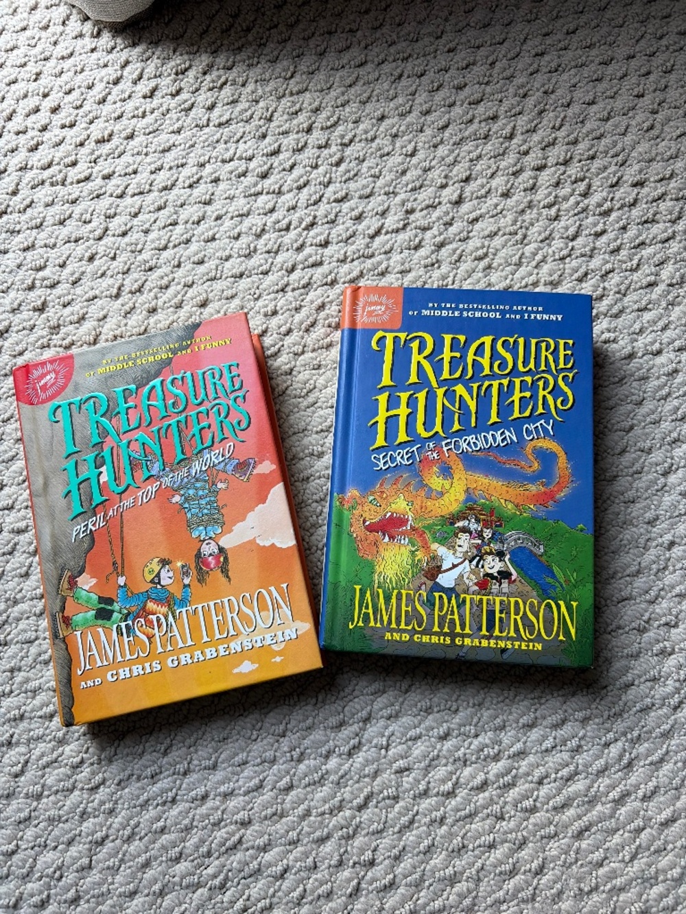 Two treasure hunt books by James Patterson for middle school readers